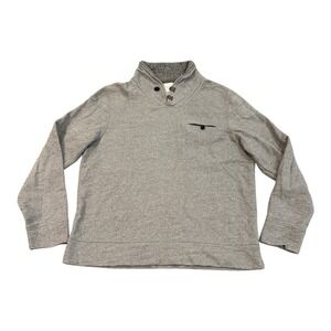 Billy Reid Shawl Collar Pullover Sweater Mens XL Gray Cotton Leather Loop Pocket